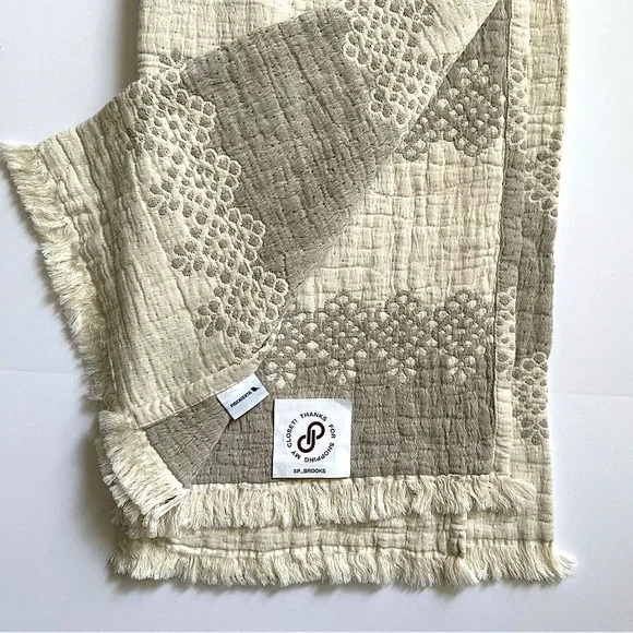 🎁Piscatextil Throw Blanket - Reversible Oatmeal and Taupe with Staggered Drops - Picture 5 of 7